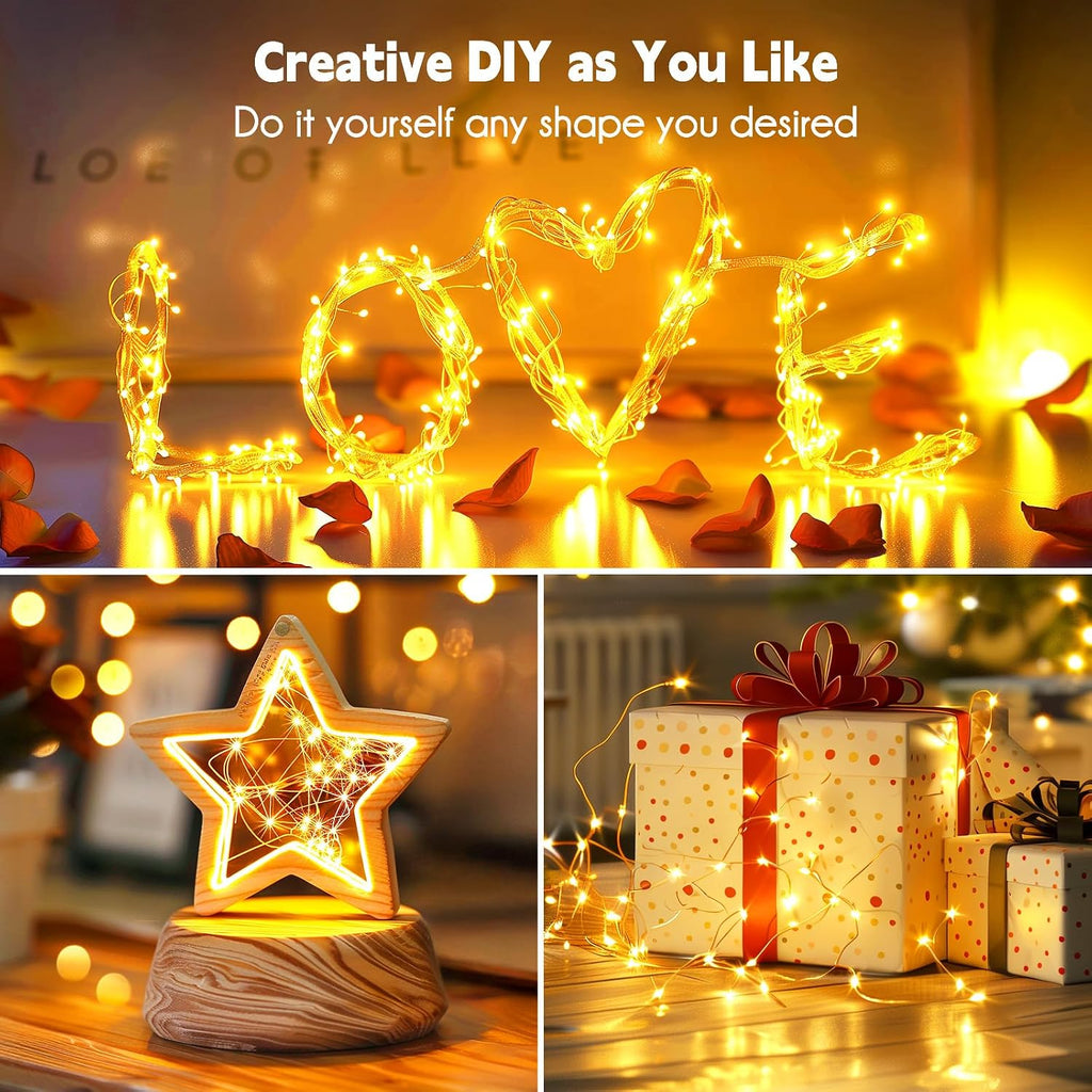 Minetom 33Ft 100 LED Waterproof Fairy Lights - Warm White Plug-In String for Indoor/Outdoor Decor