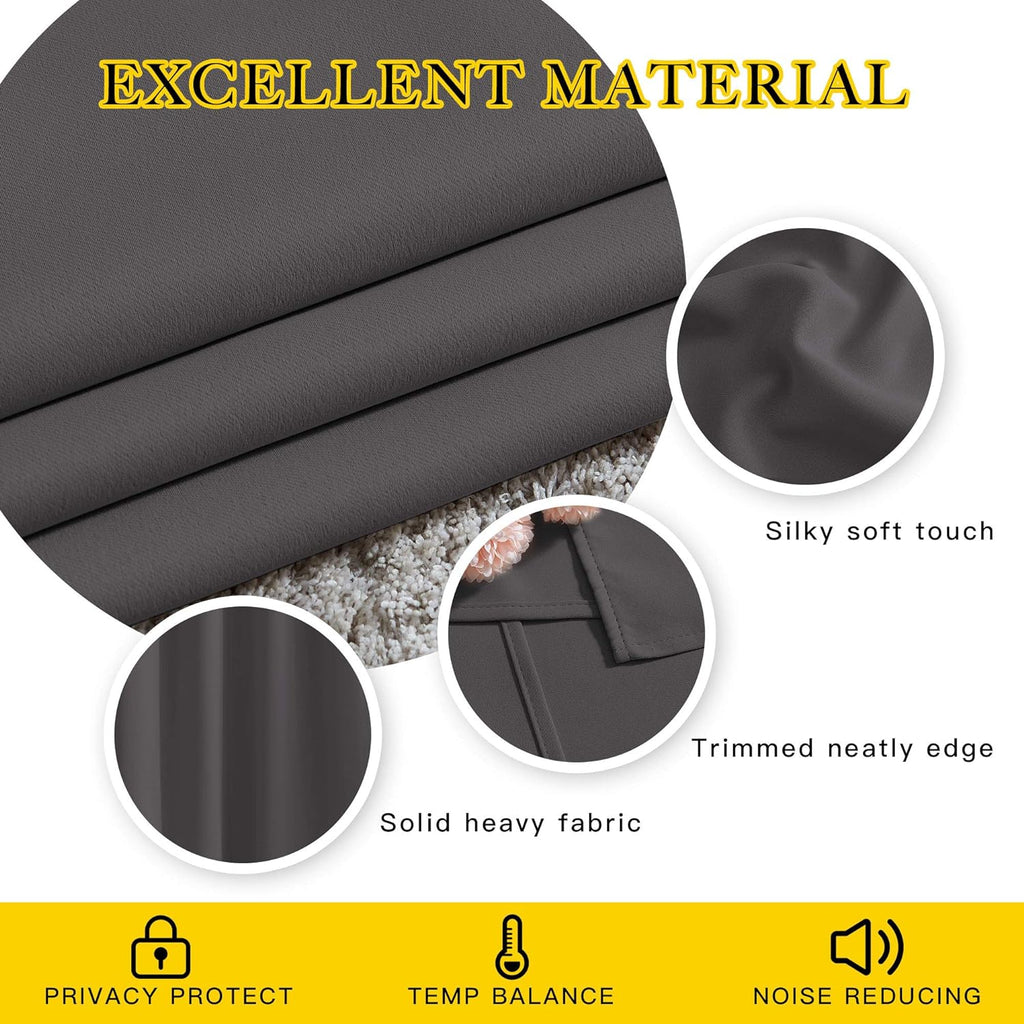 NICETOWN Gray Thermal Blackout Curtains 84" Long - Grommet Top Light Blocking Drapes (2 Panels)