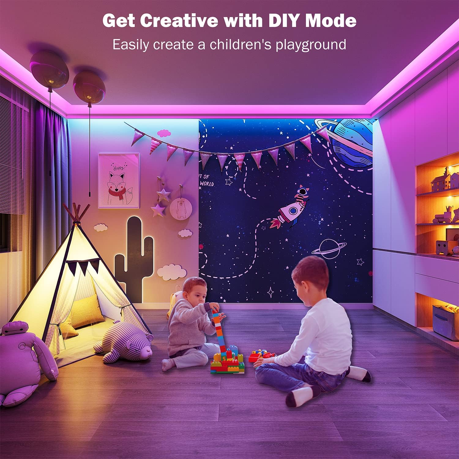 Leeleberd 100ft Music Sync RGB LED Strip Lights - Bluetooth App Control for Bedroom Decor
