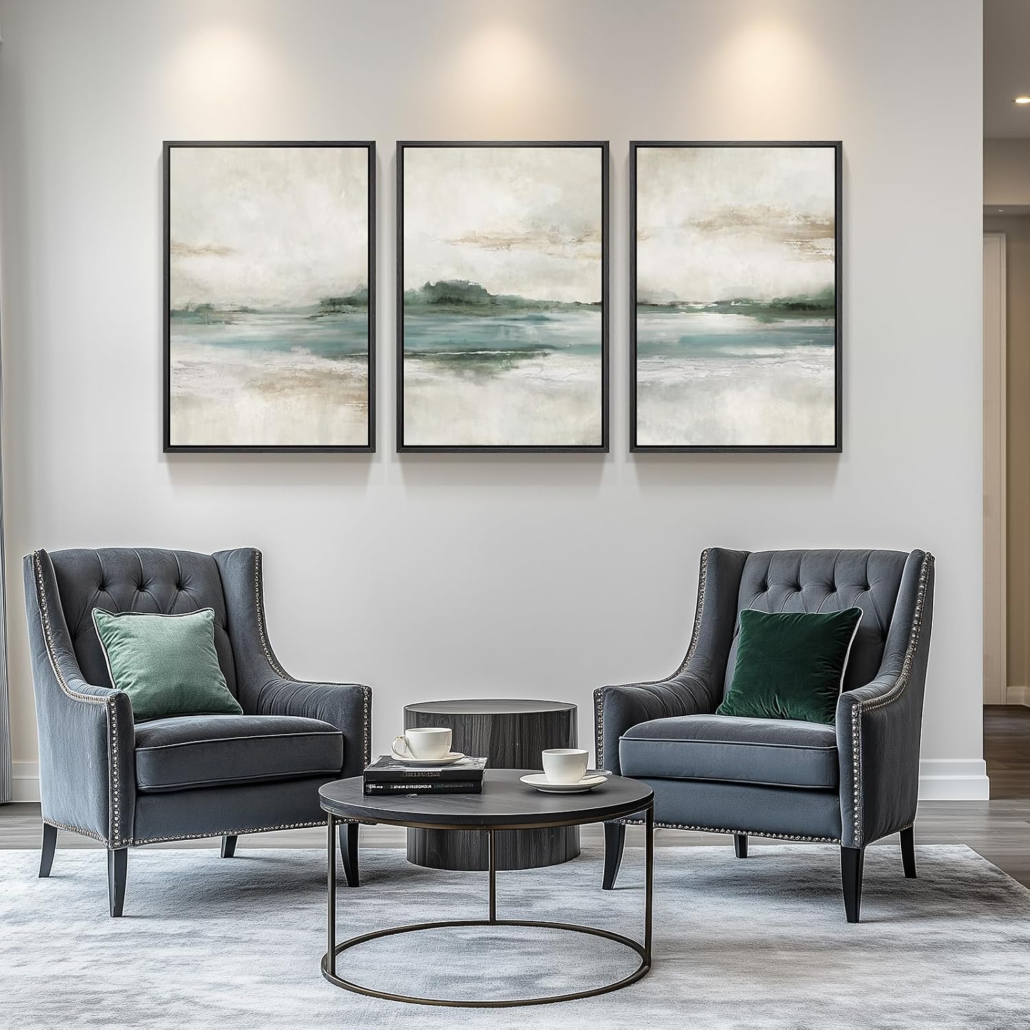 Cuspin Large Framed Abstract Nature Wall Art - Set of 3 Modern Canvas Prints for Living Room