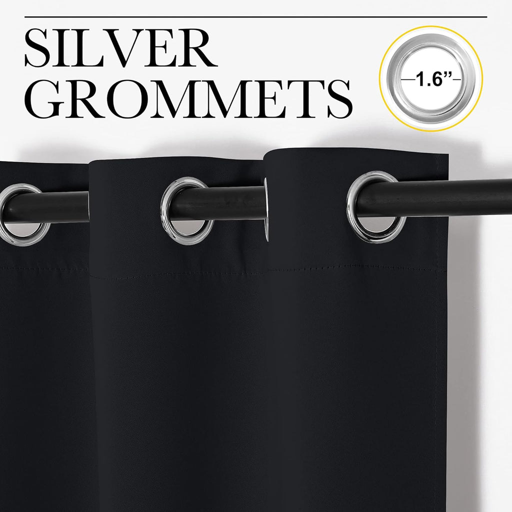 NICETOWN Halloween Pitch Black Thermal Insulated Grommet Blackout Curtains - 2 Panels (42"x63")