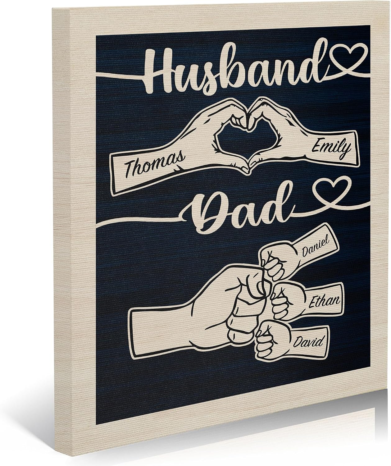 Easycosy Personalized Fathers Day Canvas Prints - Custom Fist Bump Wall Art for Dads