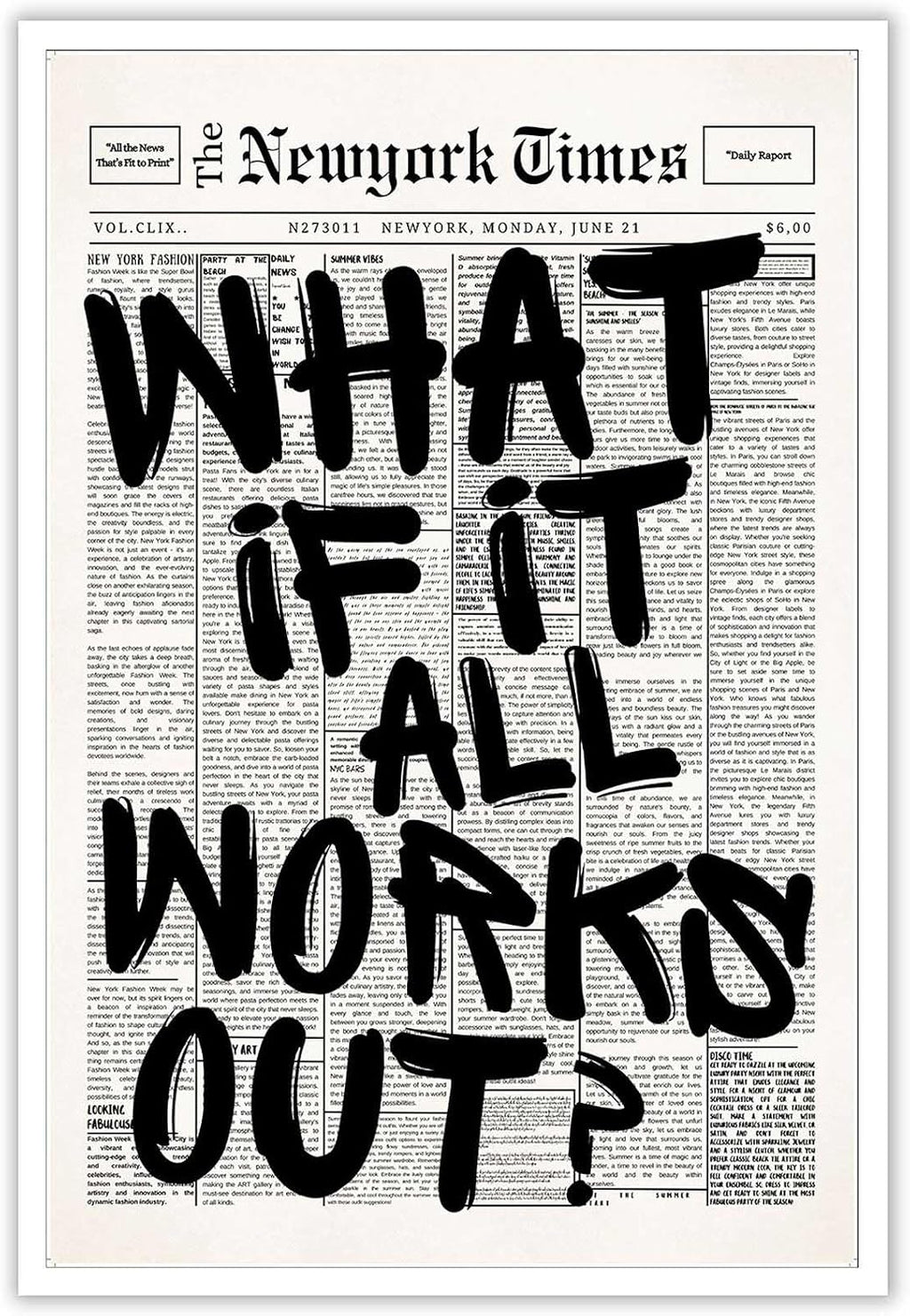 Drimiler What If It All Works Out Positive Quote Minimalist Canvas Poster 8x12in Unframed Wall Art