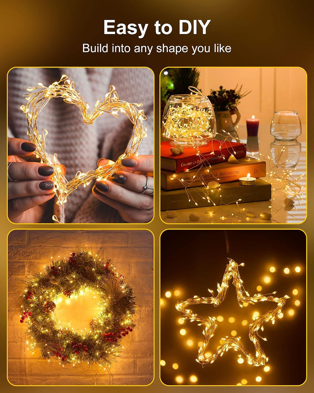 Minetom 60 LED Battery Fairy Lights - Waterproof Silver Wire for Home Decor