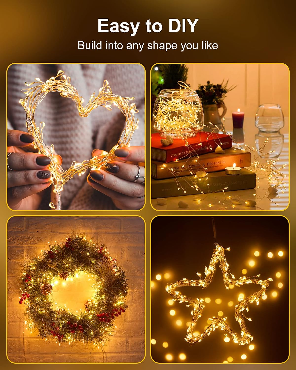 Minetom 60 LED Battery Fairy Lights - Waterproof Silver Wire for Home Decor