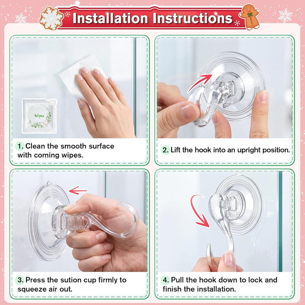 VIS'V Heavy Duty Wreath Hanger - 22 LB Capacity, Clear, 2 Pack for Windows & Doors