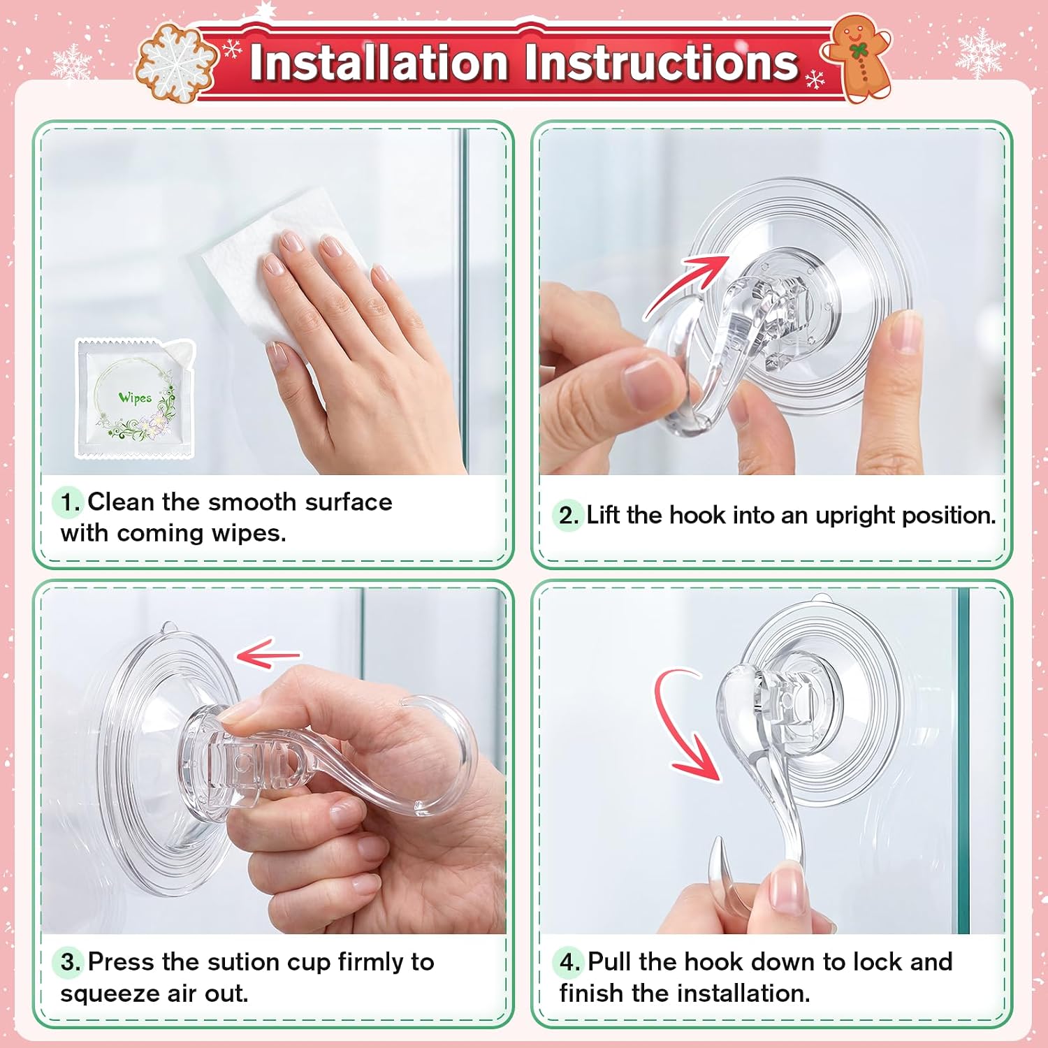VIS'V Heavy Duty Wreath Hanger - 22 LB Capacity, Clear, 2 Pack for Windows & Doors
