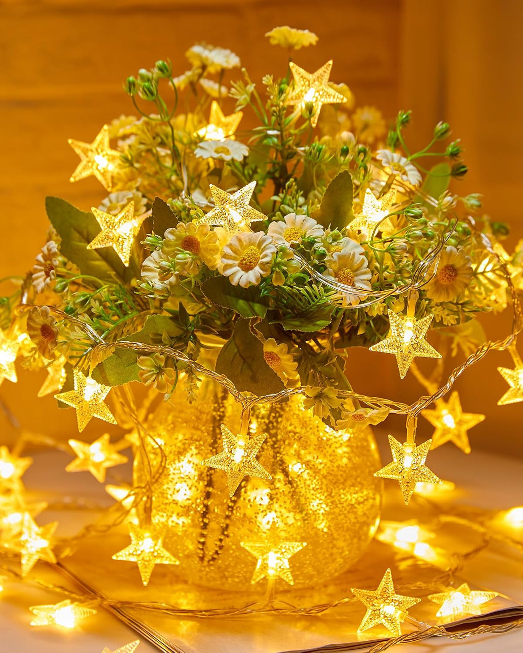 Minetom 17ft 50-LED Battery Timer Star Fairy String Lights for Indoor Outdoor Decor