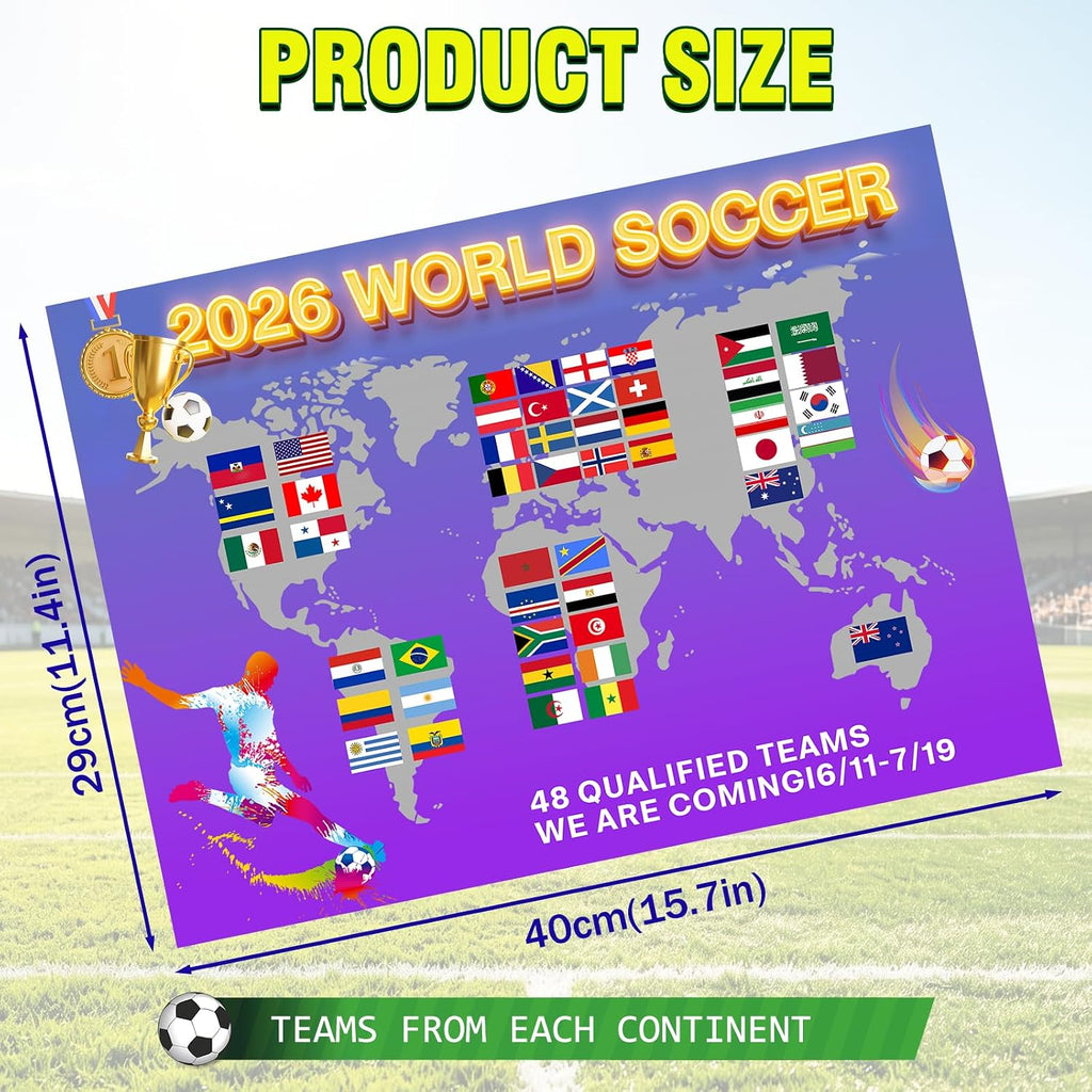 AOXFOXMAS 2026 Soccer Cup Schedule Poster Kit - 43x32 Inch Dual Posters & Tracking Stickers for Fans