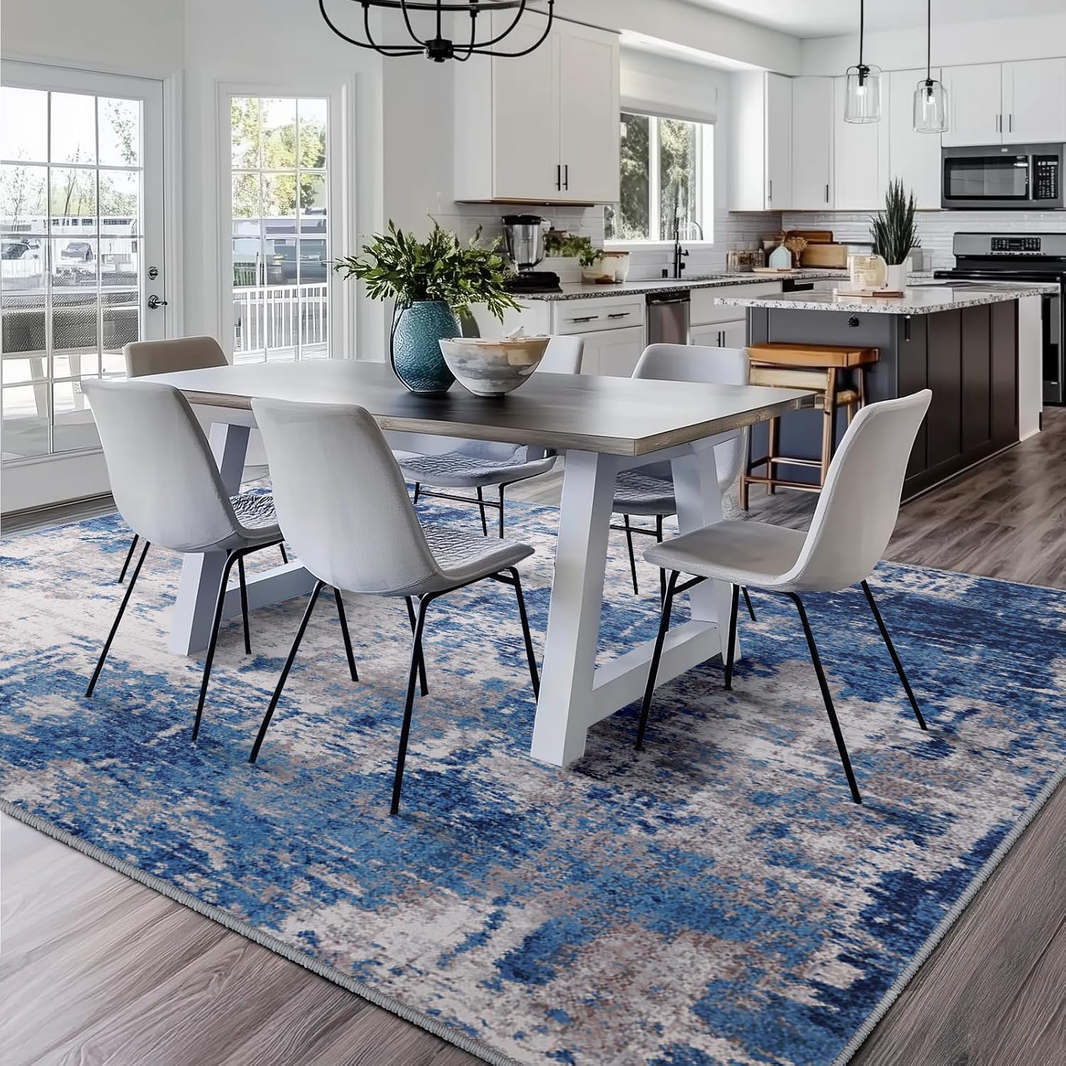 RELEANY Tides Washable Non-Slip Modern Abstract Rug 5'x7' for Living Room
