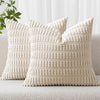MIULEE Pack of 2 Corduroy Striped Throw Pillow Covers 18x18 Cream White Modern Home Decor