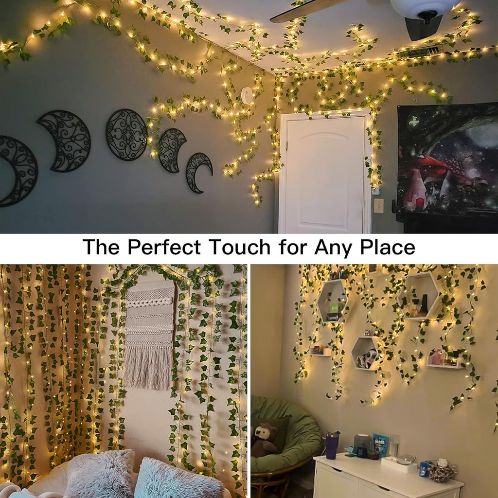 Suddus 200 LED Ivy Curtain Lights for Bedroom - 6.5ft x 6.5ft with Remote (Warm White)