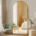 DUMOS Gold Arched Full Length Floor Mirror 64x21 - Shatterproof Modern Decor