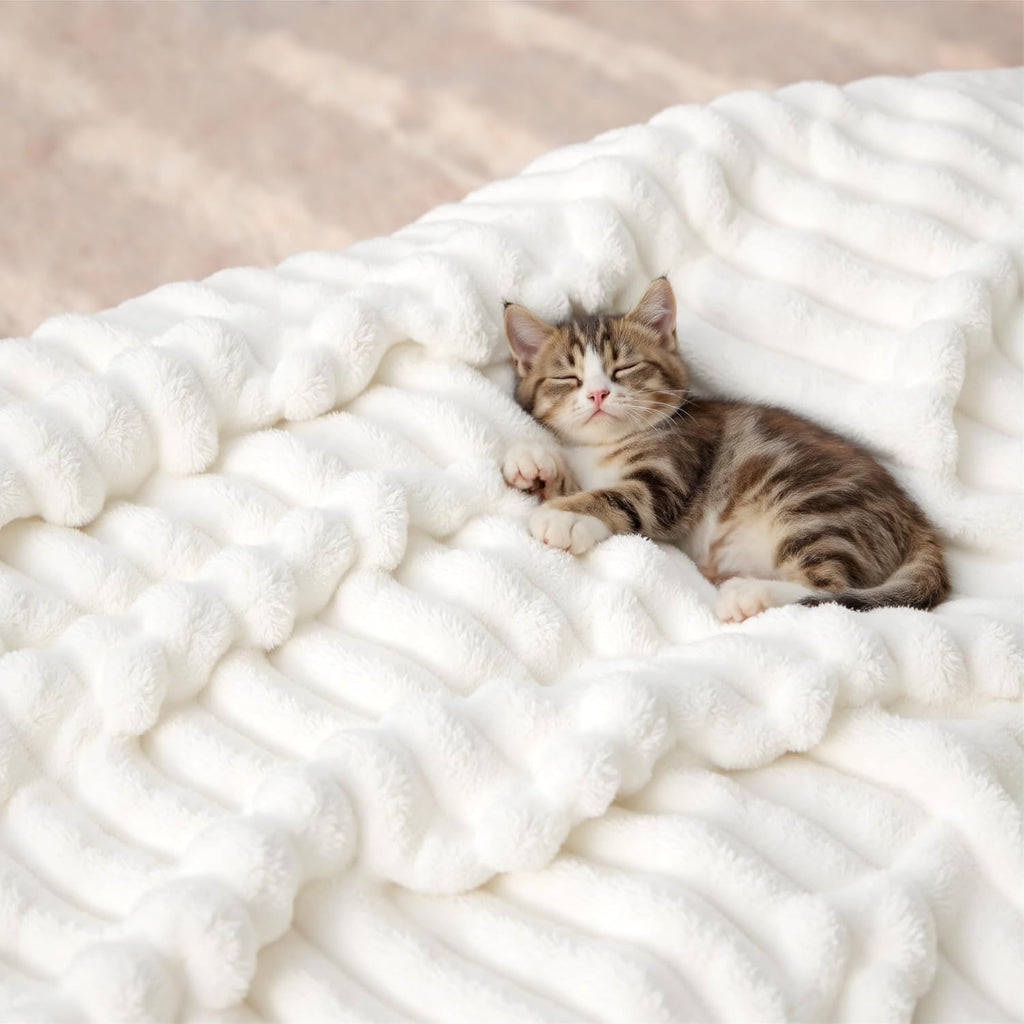 Bedsure GentleSoft Off-White Throw Blanket - Cozy Fleece for Couch & Home Decor 50x60
