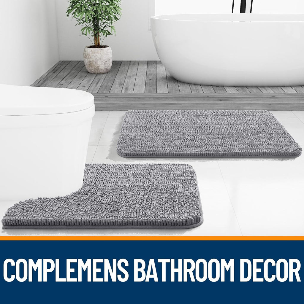 Soft Absorbent Chenille Bath Rug - OLANLY 30x20 Quick Dry Rubber Backed Mat for Bathroom