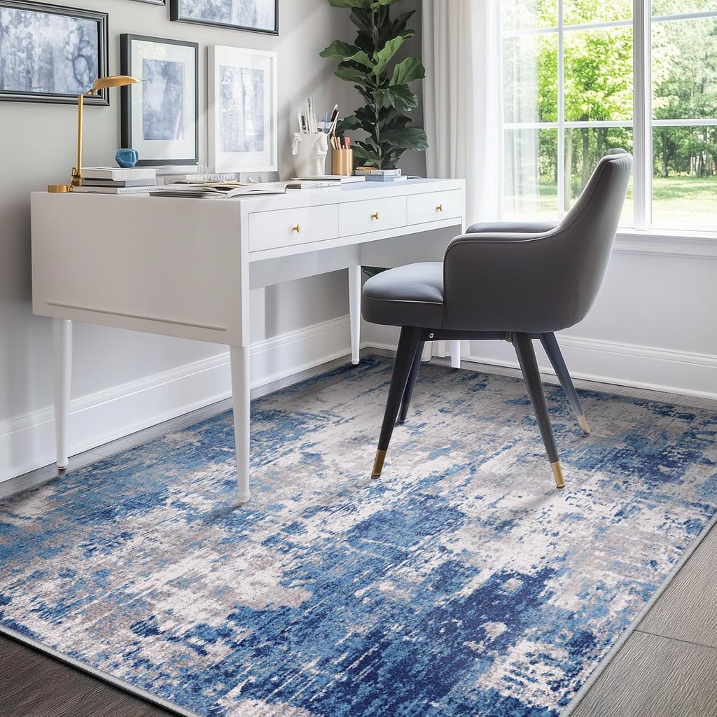 RELEANY Tides Washable Non-Slip Modern Abstract Rug 5'x7' for Living Room