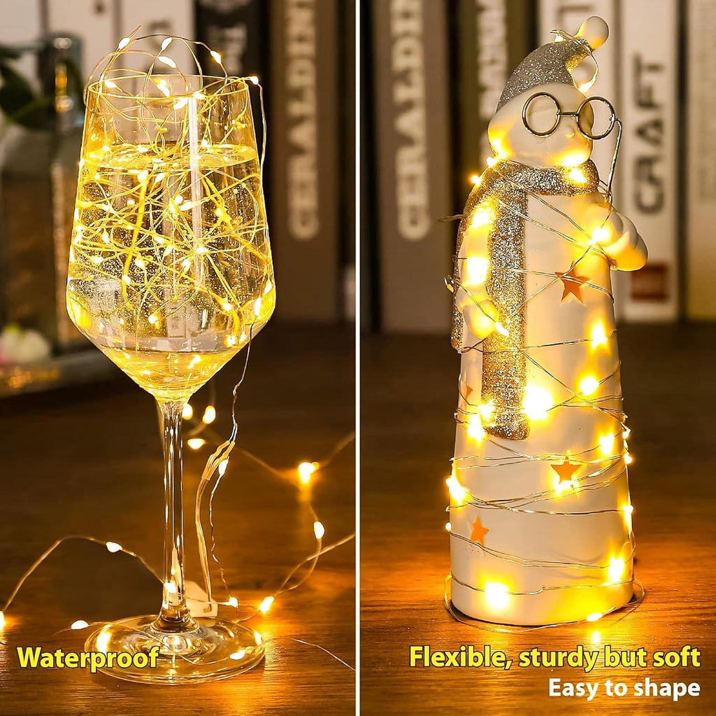 HXWEIYE 6-Pack Battery-Operated Warm White Mini Fairy Lights for Indoor/Outdoor Decor