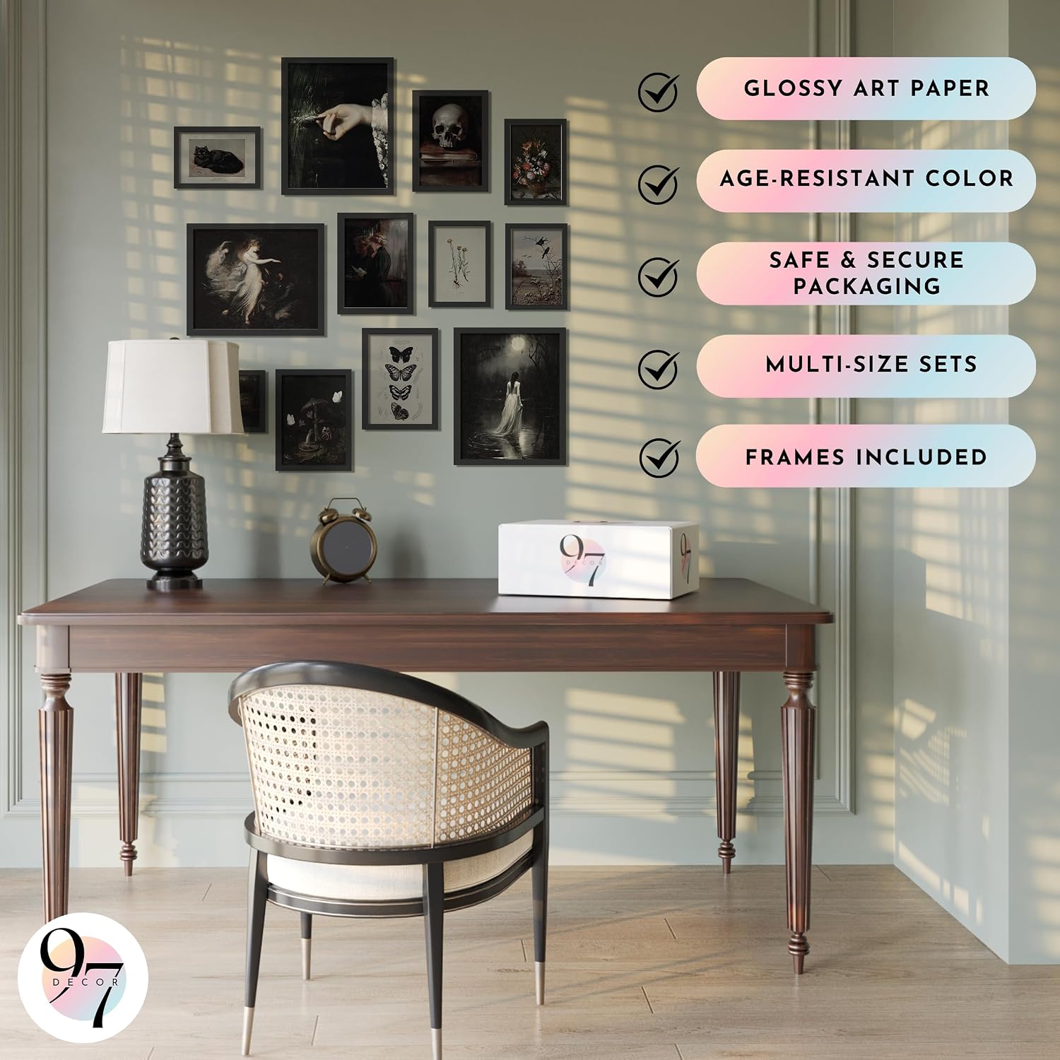 97 Decor Dark Academia Wall Art Set - Victorian Gothic Prints for Home Decor (12 Unframed Posters)