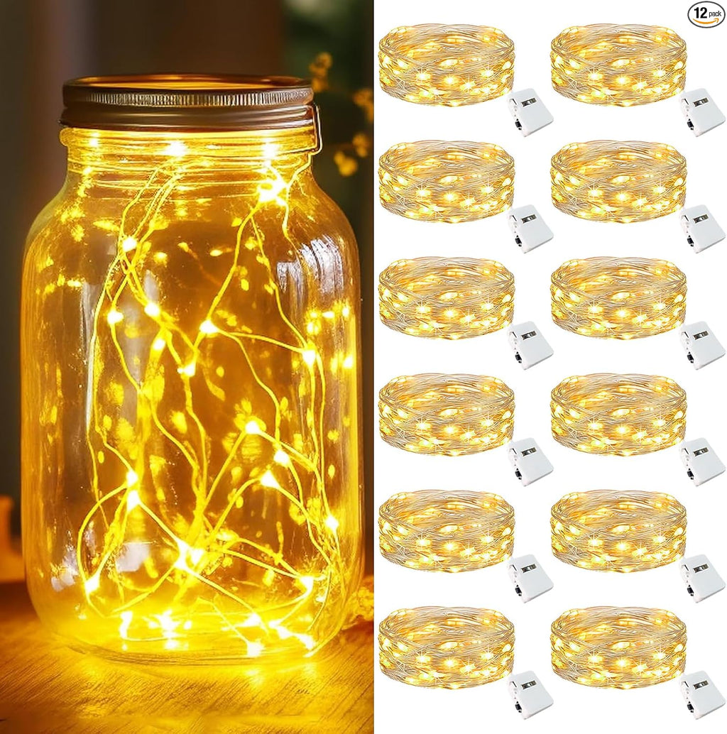 Kolpop 12 Pack Battery Operated LED Fairy Lights - 3 Modes, Waterproof String Lights for Christmas & Parties