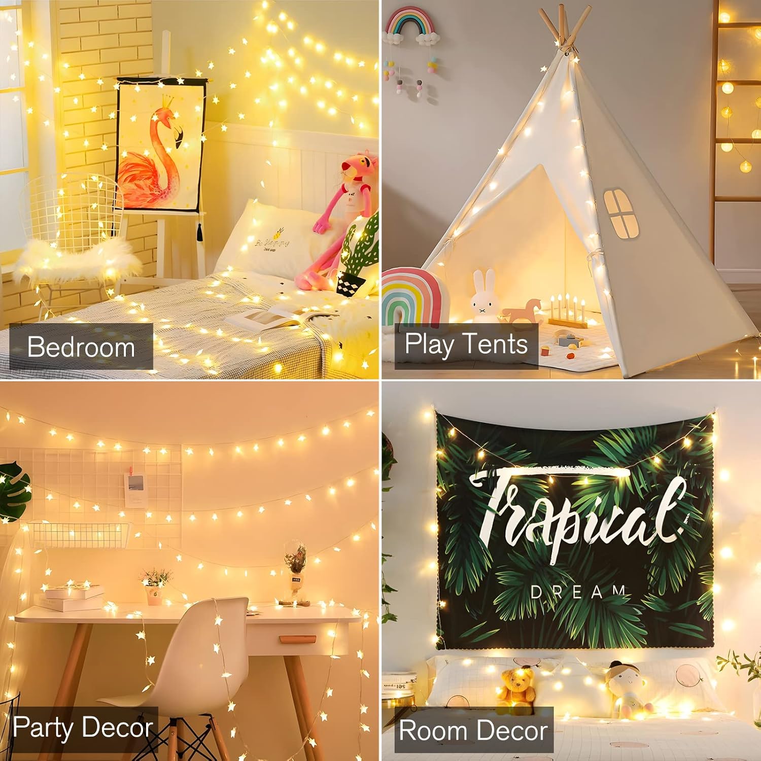 ANJAYLIA 20 LED Star String Lights - 10ft Battery Operated Warm White Indoor/Outdoor Decor