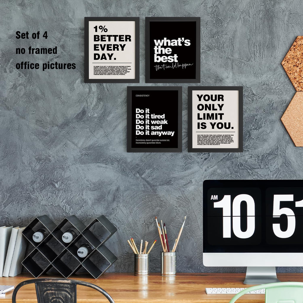 DSHFG 4-Piece Motivational Wall Art Prints Set - 8x10 Unframed Office Decor