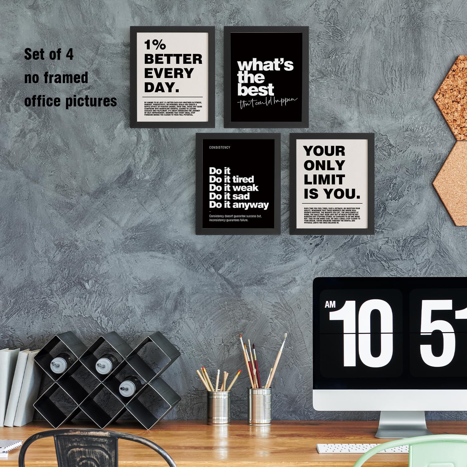 DSHFG 4-Piece Motivational Wall Art Prints Set - 8x10 Unframed Office Decor