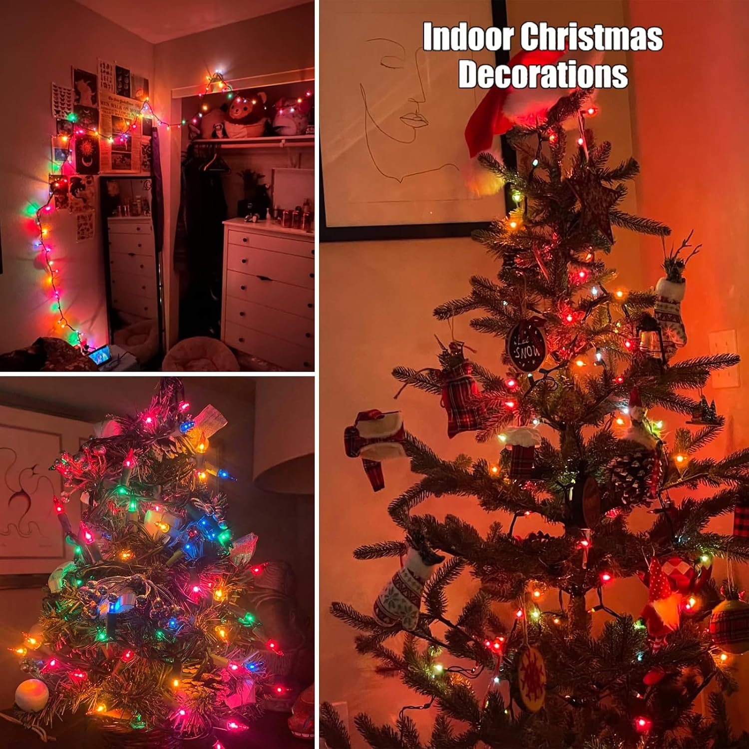 HISHINY 100-Count Multicolor Christmas String Lights (21ft) - UL Certified Indoor/Outdoor Decor