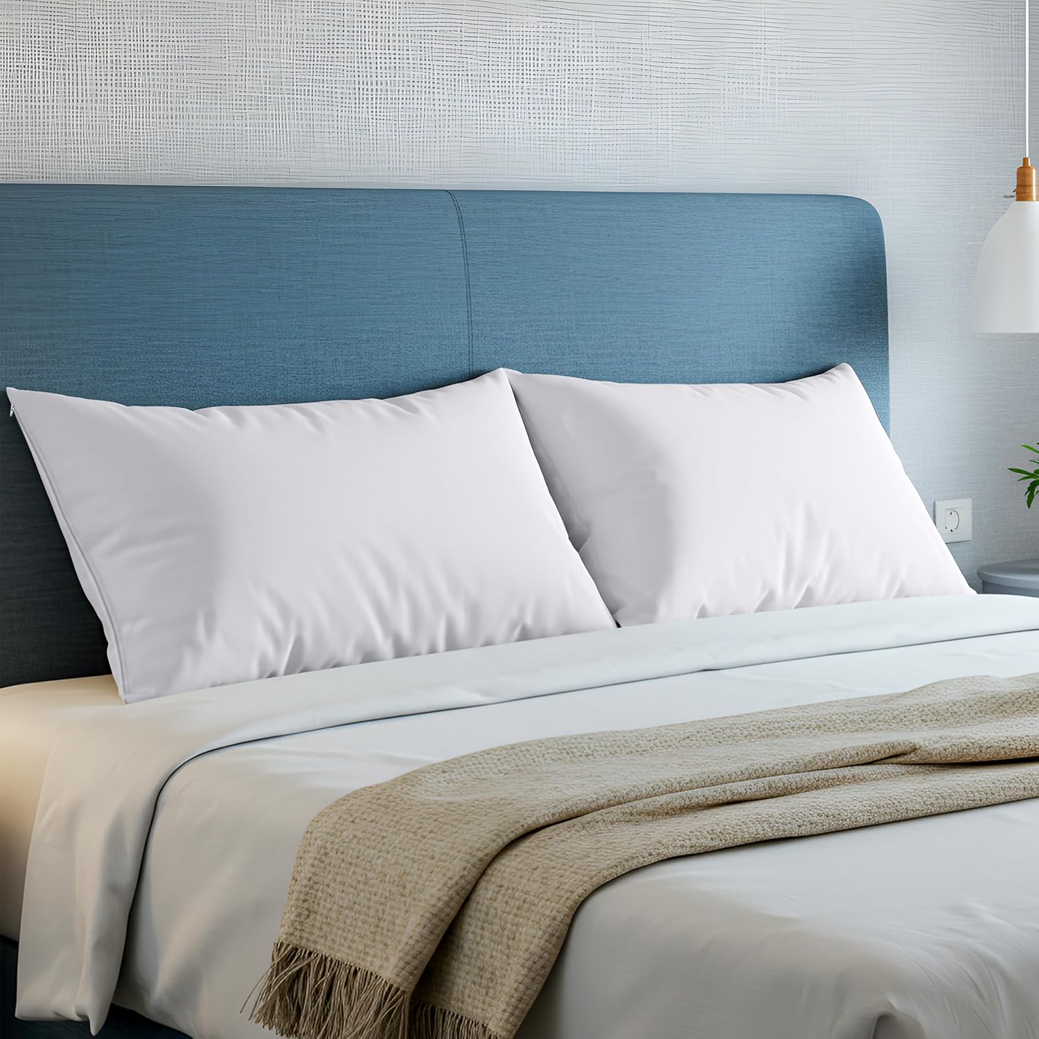 Bed Bug & Dust Mite Proof Pillow Protectors (Set of 4) - Ultra Soft Zippered Pillow Covers by Utopia Bedding