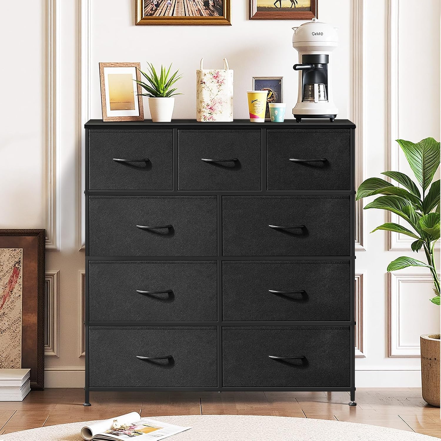 SageNest 9-Drawer Anti-Tip Dresser - Spacious Bedroom Storage Chest with Fabric Drawers for Closets & Entryways