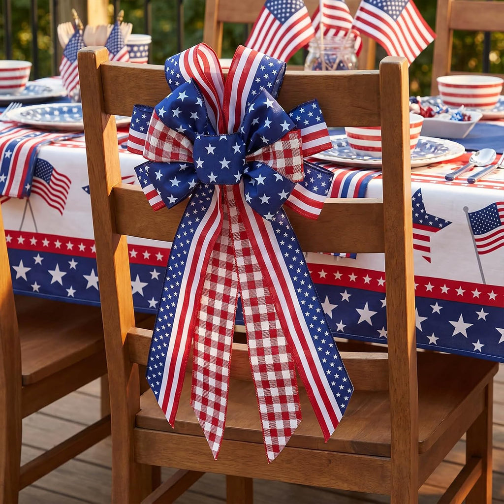 Large Patriotic Wreath Bow - Kutyndrix 4th of July Decor