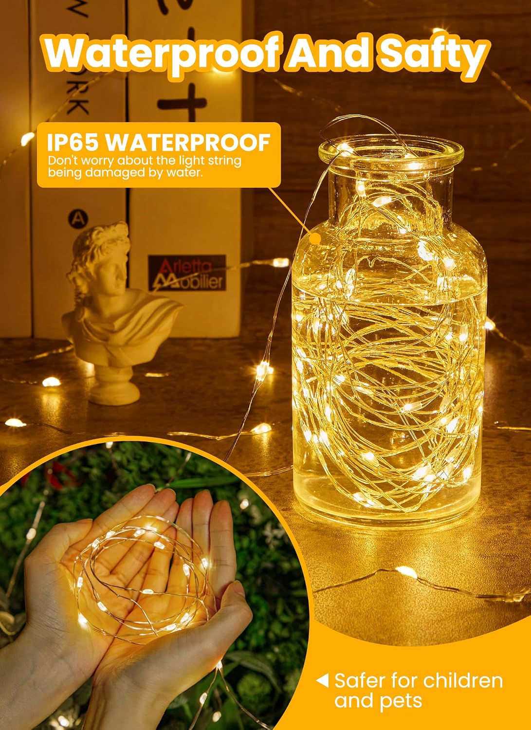 Minetom Fairy Lights with Remote Control & Timer - 200 LED Waterproof String Lights