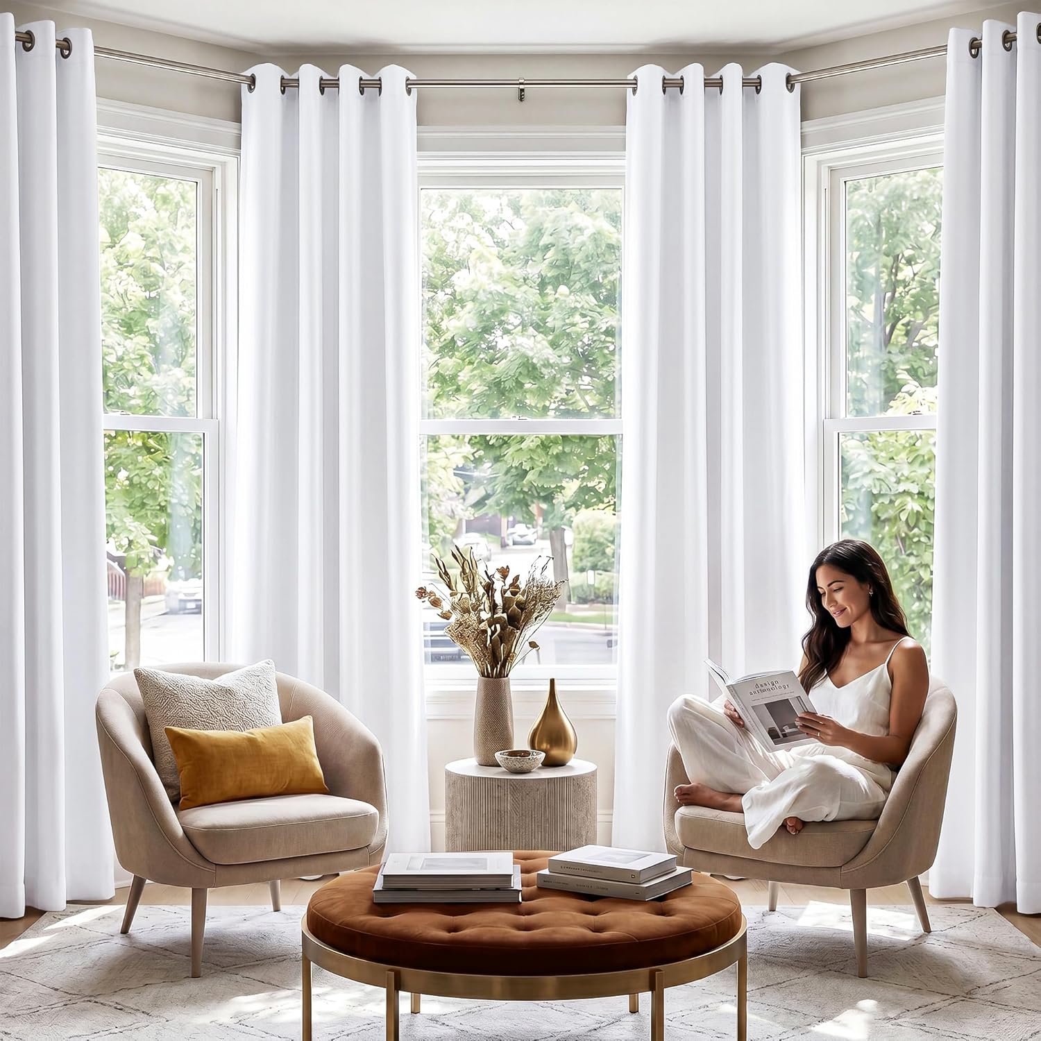 NICETOWN 100% Blackout Thermal Insulated Curtains - 84" Drop, 2 Pack for Light Blocking