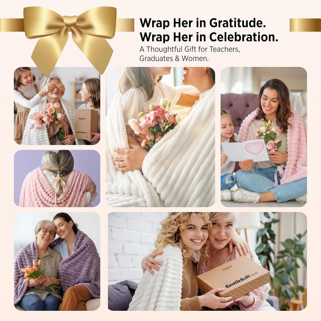 Bedsure GentleSoft Off-White Throw Blanket - Cozy Fleece for Couch & Home Decor 50x60