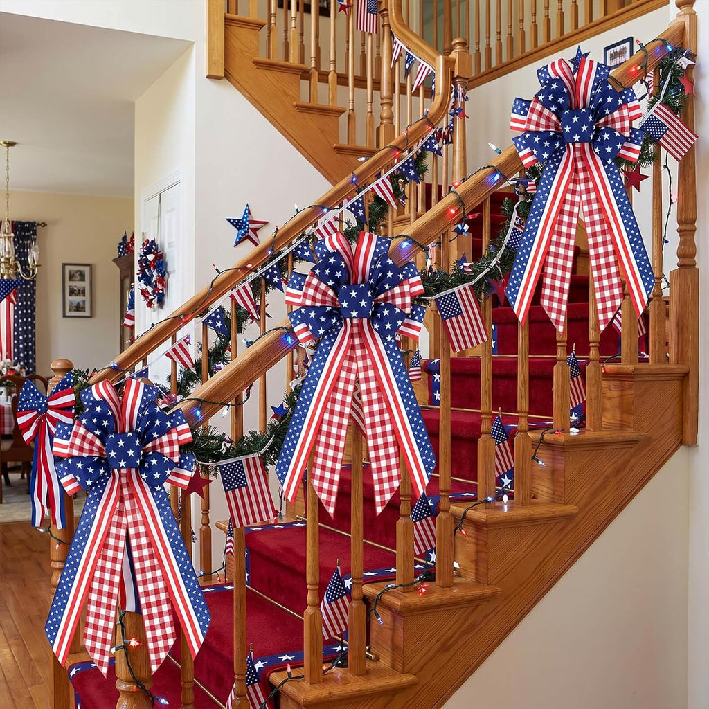 Large Patriotic Wreath Bow - Kutyndrix 4th of July Decor