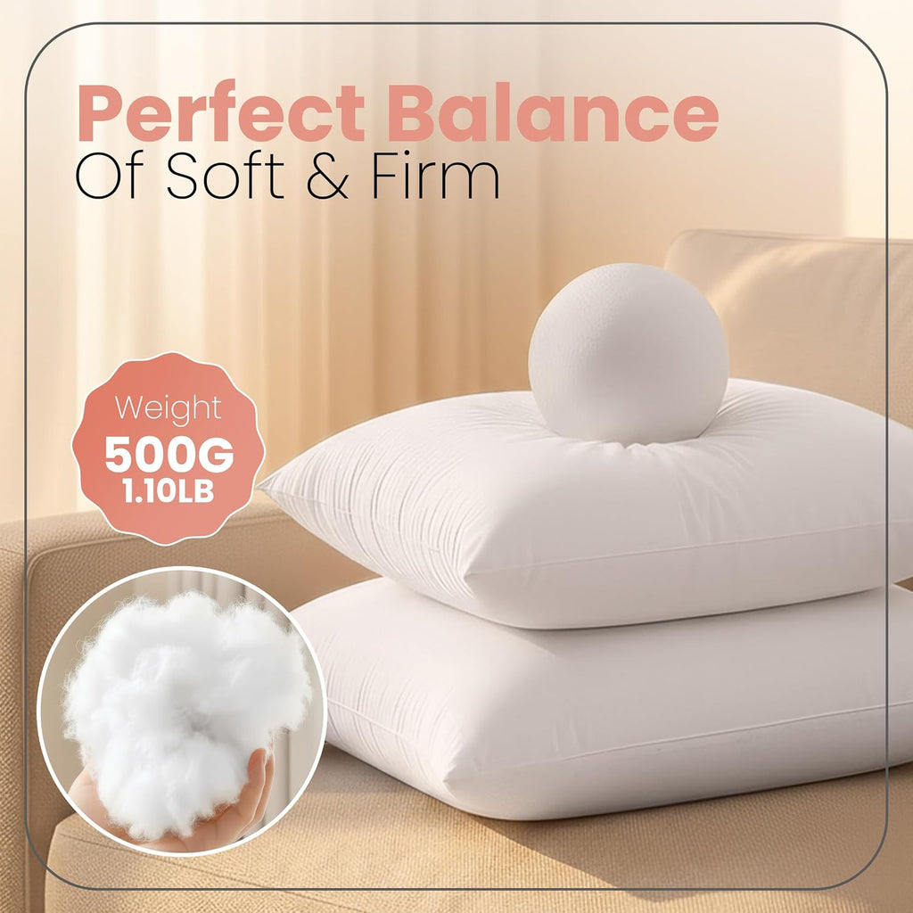 Utopia Bedding 18x18 Decorative Pillow Inserts (Set of 2) - Soft, Fluffy Cushions for Beds & Sofas