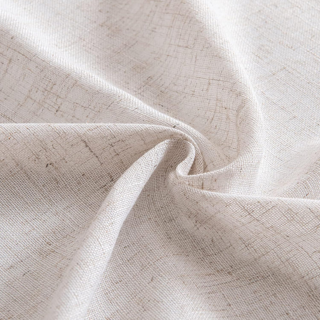MIULEE Natural White Linen Curtains - Semi-Sheer Farmhouse Drapes (2 Panels)