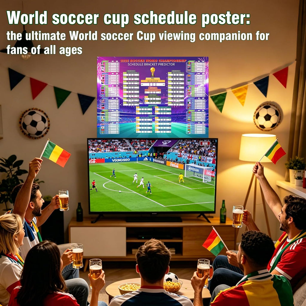 AOXFOXMAS 2026 Soccer Cup Schedule Poster Kit - 43x32 Inch Dual Posters & Tracking Stickers for Fans