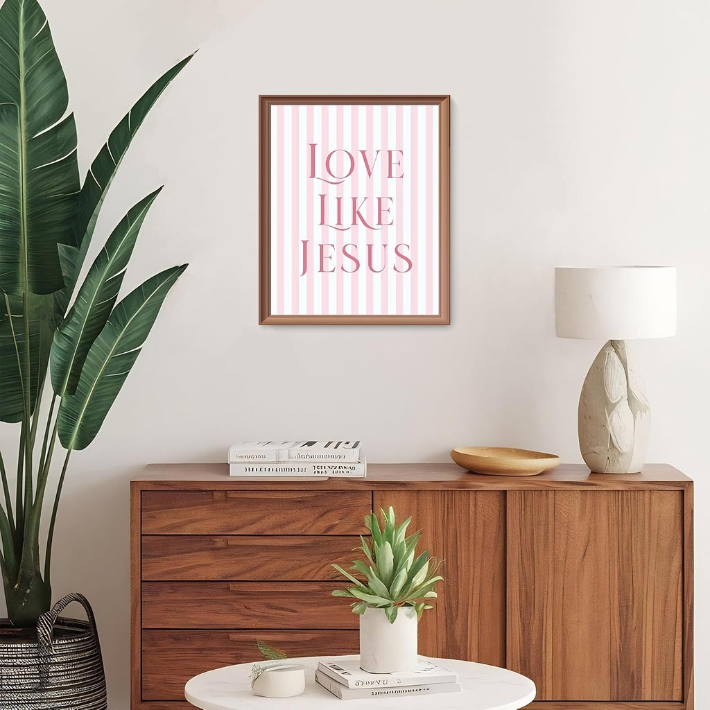 LARTSFRO Pink Bow Jesus Wall Art for Teen Girls - Set of 4 Unframed 8x10 Prints