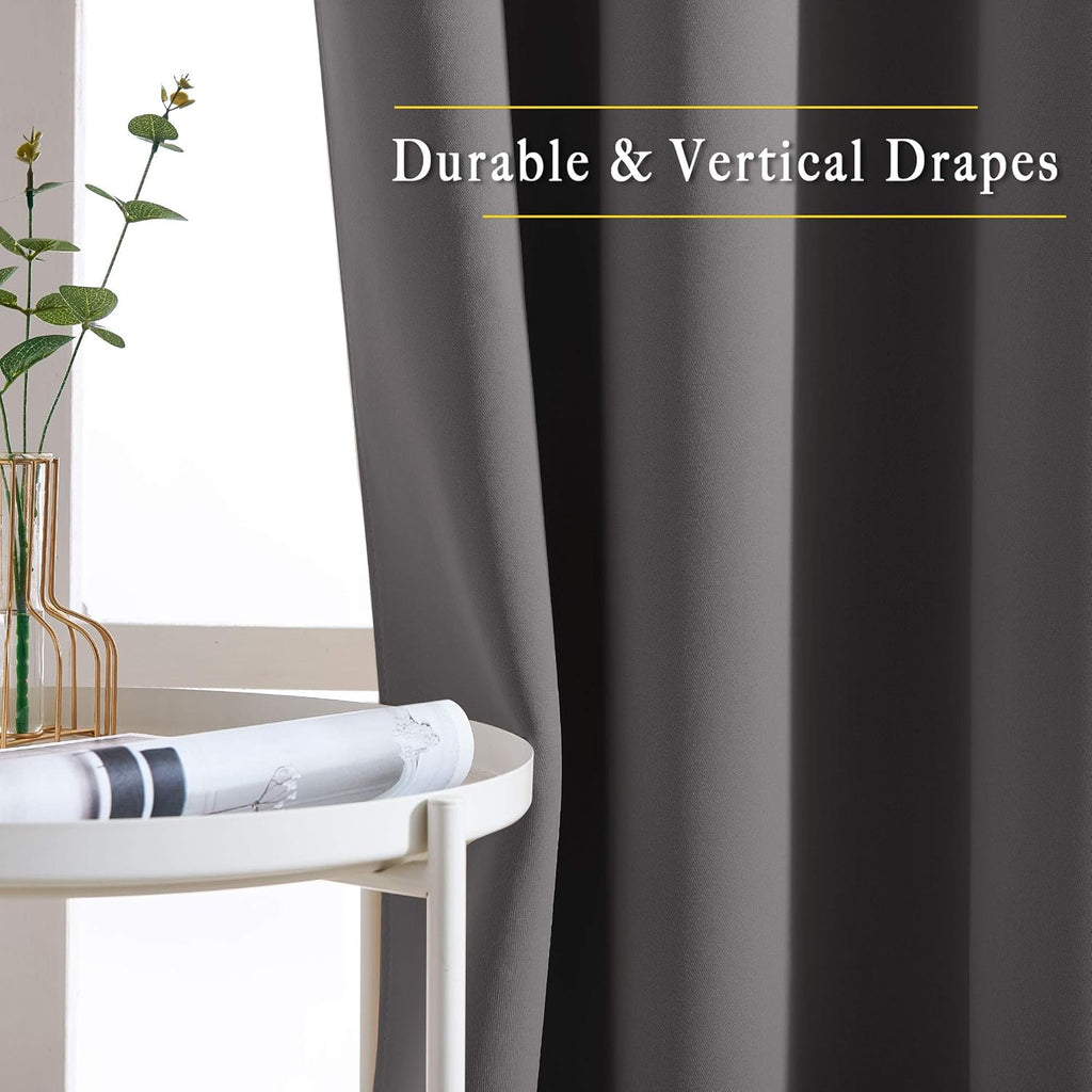 NICETOWN Gray Thermal Blackout Curtains 84" Long - Grommet Top Light Blocking Drapes (2 Panels)