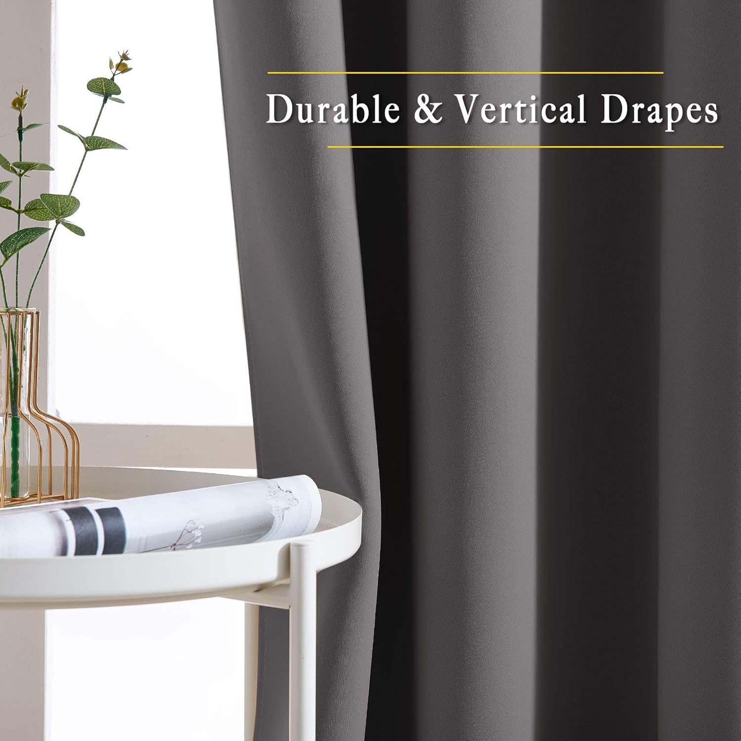 NICETOWN Gray Thermal Blackout Curtains 84" Long - Grommet Top Light Blocking Drapes (2 Panels)