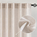 MIULEE Natural White Linen Curtains - Semi-Sheer Farmhouse Drapes (2 Panels)