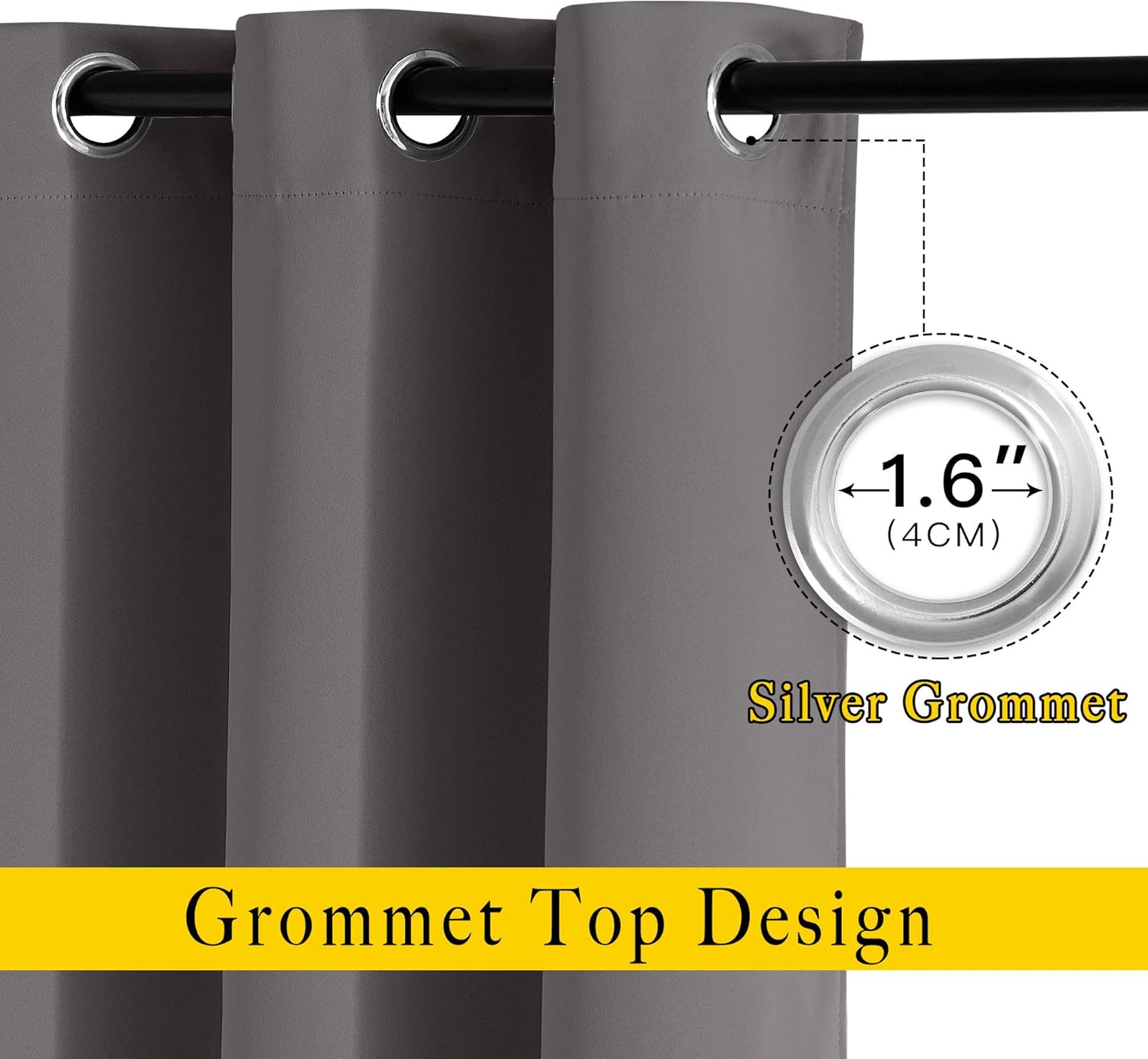 NICETOWN Gray Thermal Blackout Curtains 84" Long - Grommet Top Light Blocking Drapes (2 Panels)