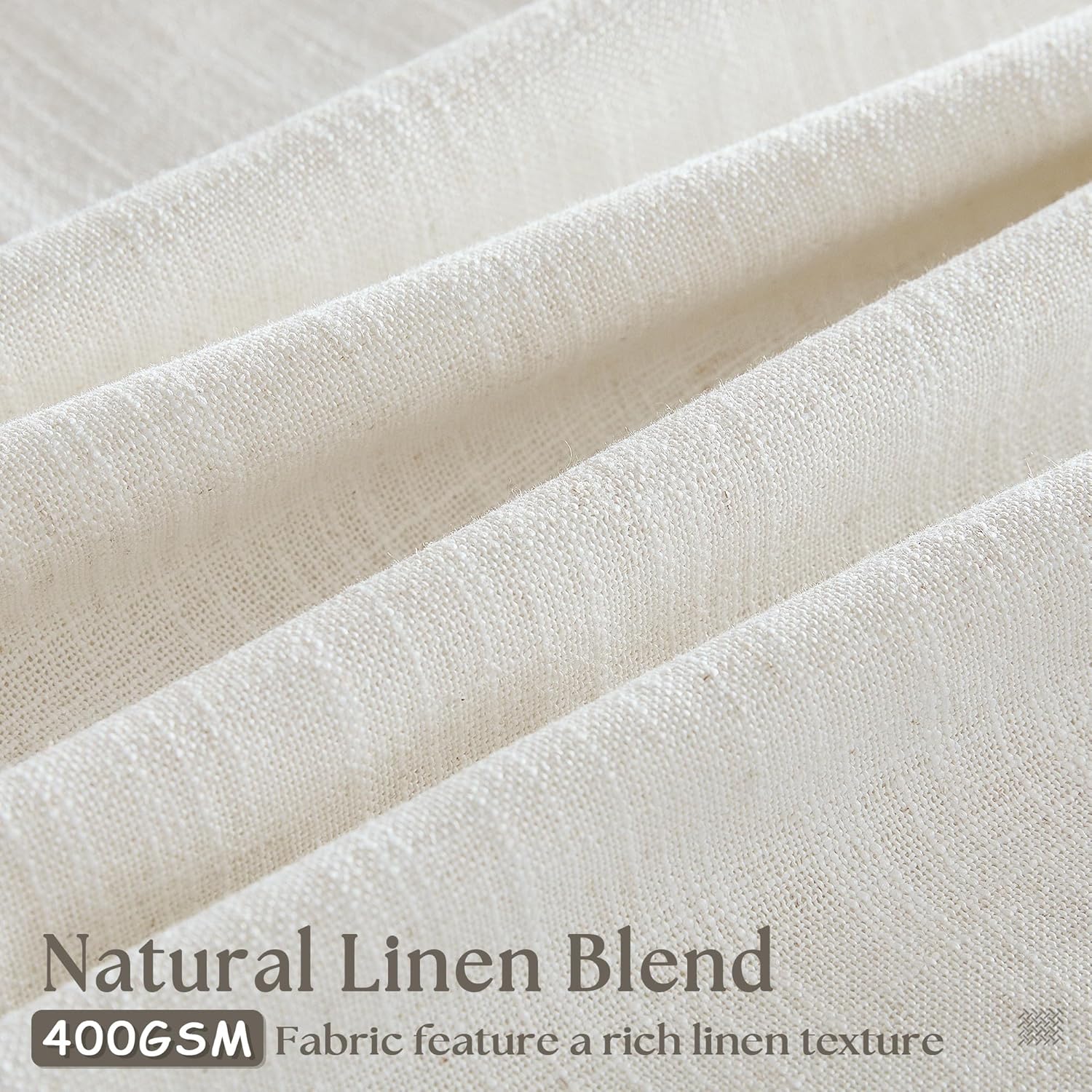 TWODRAPES Natural Pinch Pleat Linen Curtains 84x40 (2 Panels)