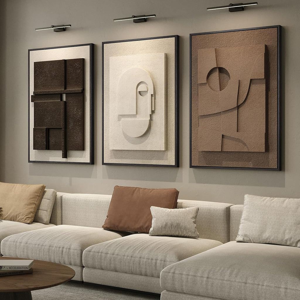 Cuspin Large Framed Abstract Wall Art Set - Modern Geometric Textured Prints for Living Room & Hallway