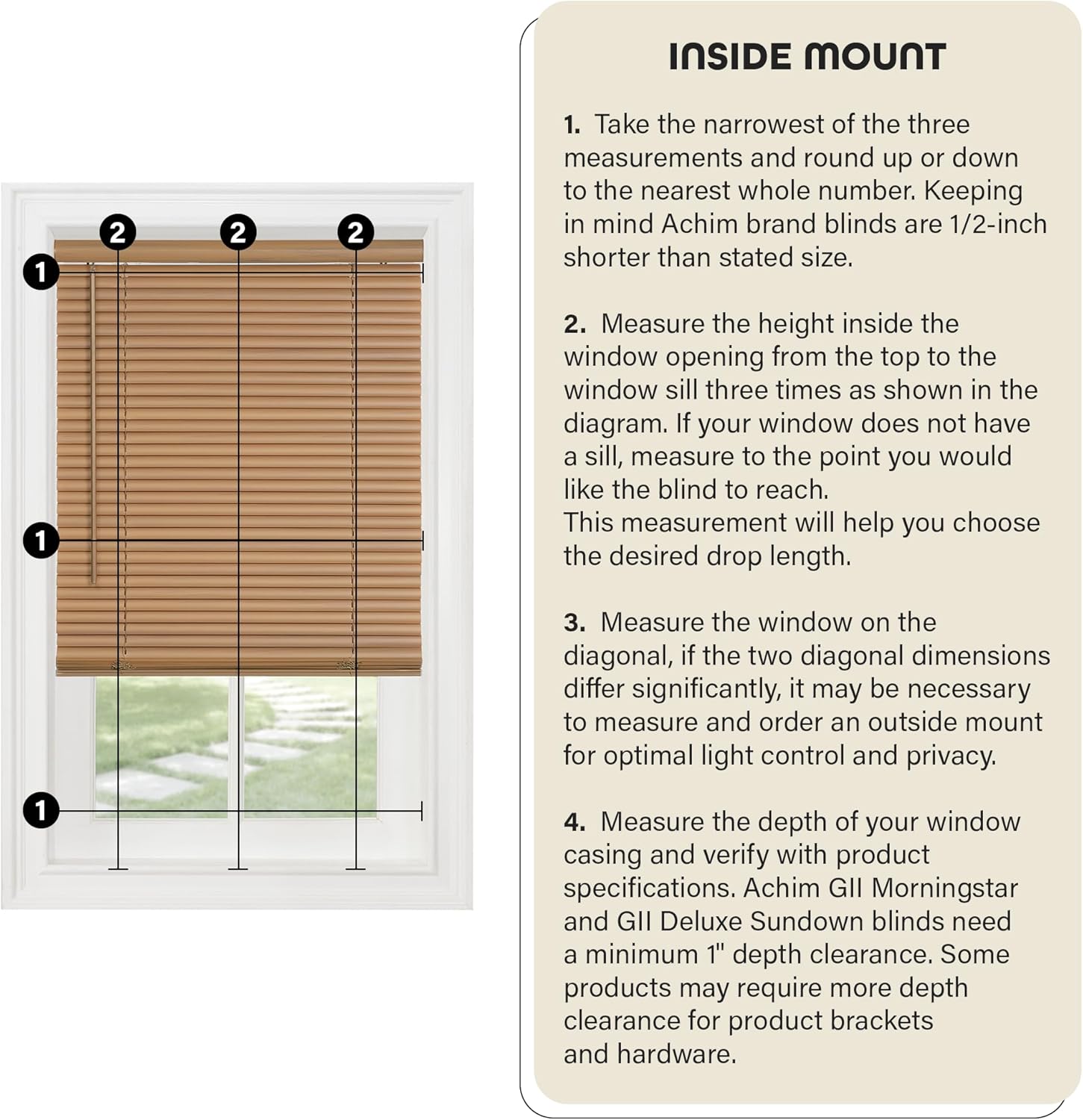 Cordless Light Filtering Mini Blinds for Indoor Windows - 34x64, Pearl White by Achim Home Decor
