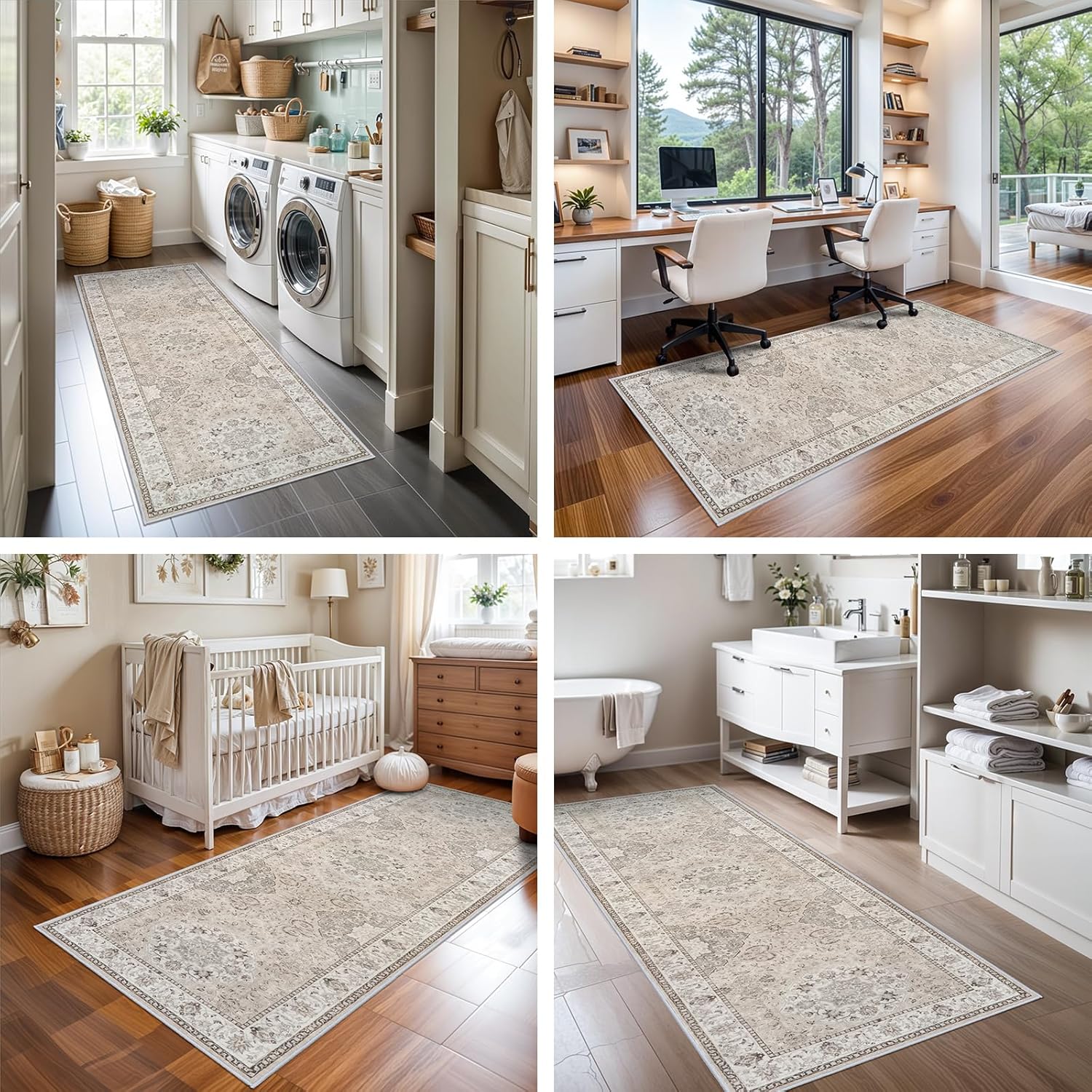 Hy Hao Yun Lai Washable 2'x6' Hallway Runner Rug - Non-Slip, Stain-Resistant Kitchen/Entryway Mat