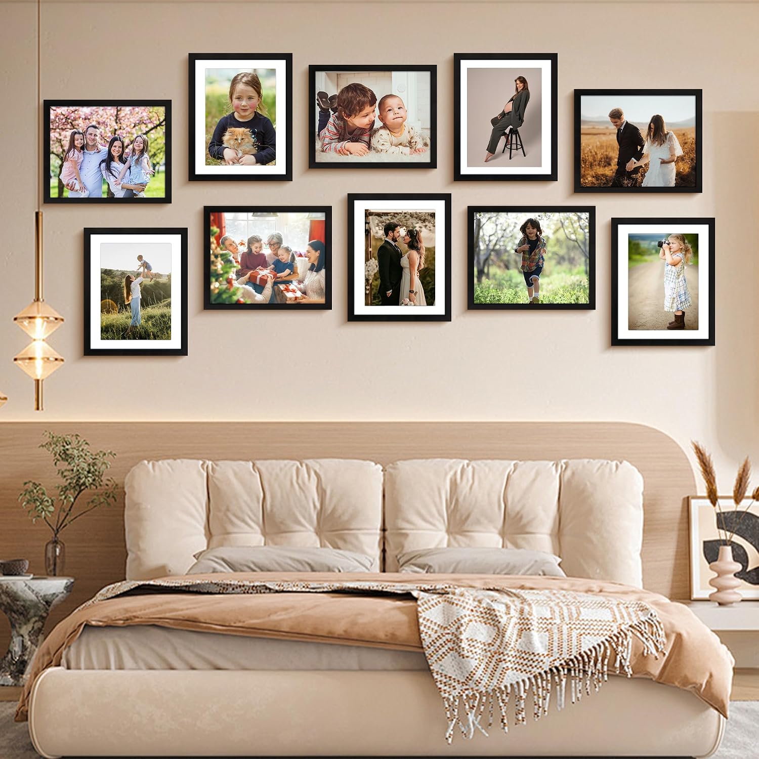 FIXSMITH 8x10 Picture Frame Set (2-Pack) - Black Wall/Tabletop Frames for 5x7 & 8x10 Photos
