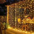 Dazzle Bright 300-LED Plug-in Curtain Lights for Indoor/Outdoor Decor