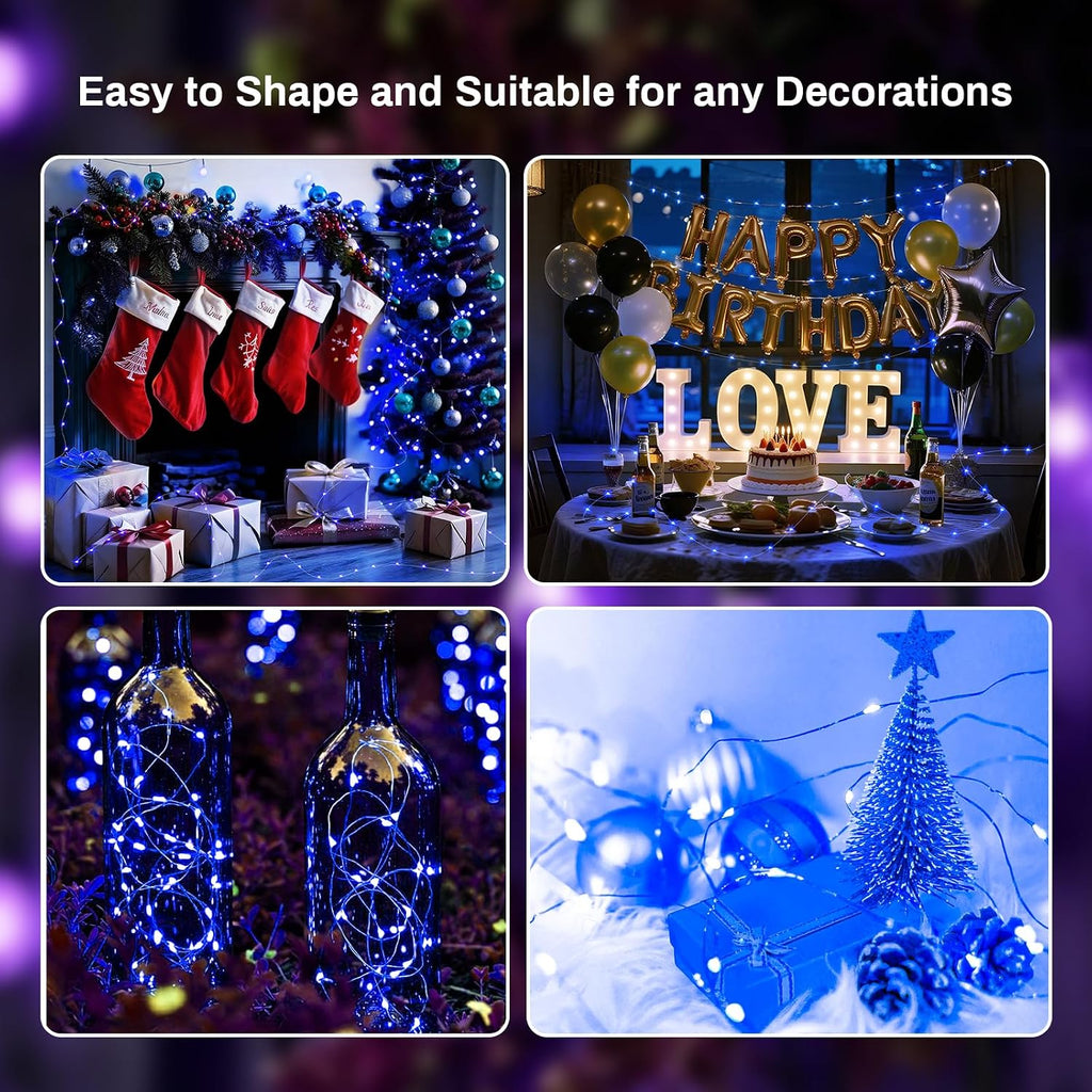 ZGWJ 12 Pack Blue Battery Fairy Lights - 7ft 20 LED String Lights for Indoor/Outdoor Decor