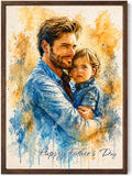 Noni Personalized Family Portrait Canvas Wall Art - Custom Watercolor Photo Gift for Dad, Grandpa